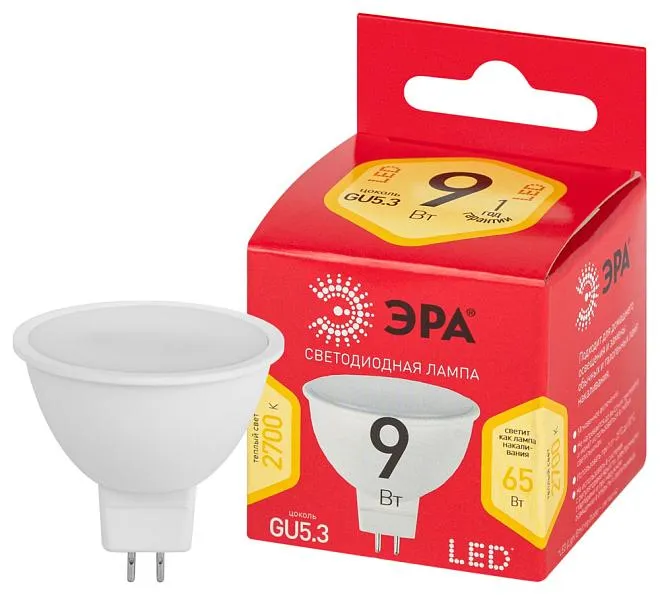 Лампочка светодиодная ЭРА LED MR16-9W-827-GU5.3 R