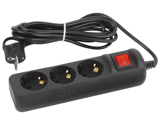 Розеточные блоки, удлинители ЭРА UX-3es-5m-B