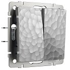 Выключатель двухклавишный проходной с подсветкой Werkel W1222006 (серебряный) Hammer a052084