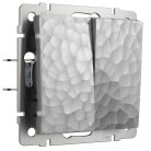 Выключатель двухклавишный проходной с подсветкой Werkel W1222006 (серебряный) Hammer a052084