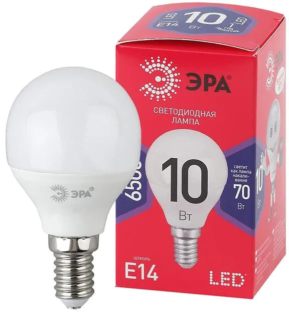 Лампочка светодиодная ЭРА LED P45-10W-865-E14 R