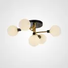 Потолочная люстра NEXO 5 плафонов. Цвет молочный. Каркас золото. Lampatron 2035-3019