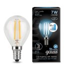 Лампа Gauss 105801207-S E14 7W 4100K прозрачная