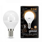 Лампа Gauss 105101110 E14 9.5W 3000K шар матовый LED Globe