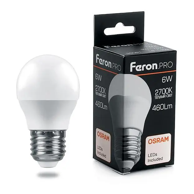 Лампа светодиодная Feron 38068 LB-1406 Шарик E27 6W 2700K Лампа светодиодная Feron 38068 LB-1406 Шарик E27 6W 2700K