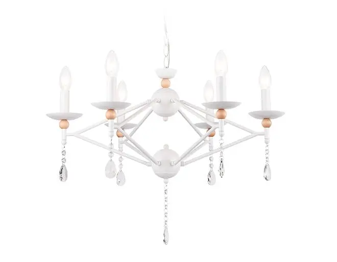 Подвесная люстра белый E14/6 max 40W D660*880 Ambrella light TR9596/6 WH Подвесная люстра белый E14/6 max 40W D660*880 Ambrella light TR9596/6 WH