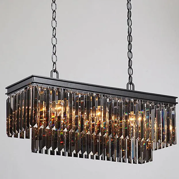 Подвесная люстра Odeon Gray glass Rectangular Chandelier Black iron 80 ImperiumLoft 156247-22 40.3302-2