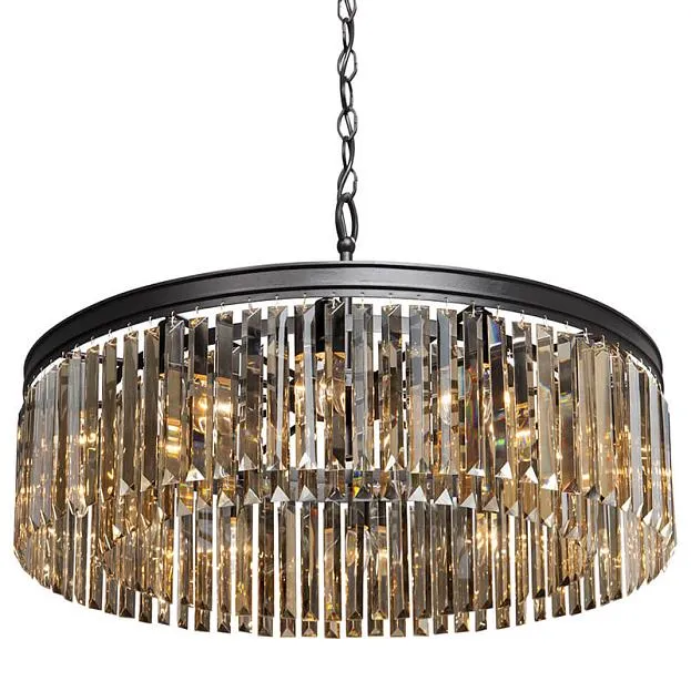Подвесная люстра RH Rhys Amber GLASS Prism Round Chandelier 80 ImperiumLoft 156952-22 40.3280-2