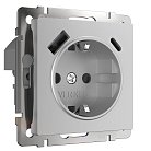 розетка с заземлением, шторками и USB Werkel W1171706 Встраиваемые механизмы серебряные a067703