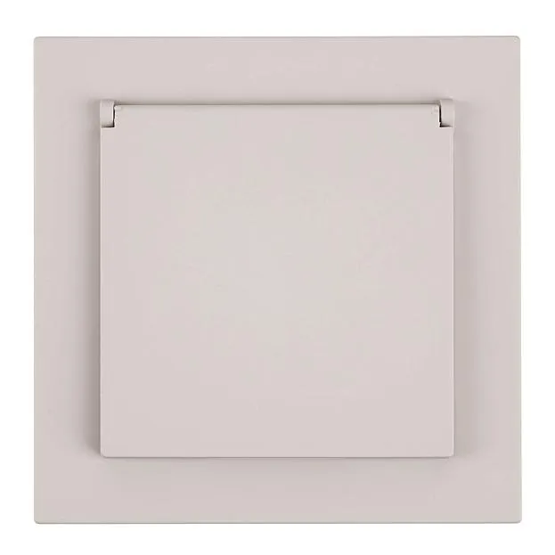 Розетка 1-местная с крышкой с защ. штор, с/з, 250В, 16А, RST16-3112-08, пудровый жемчуг Stekker 50485 Мия