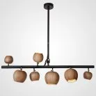 Реечный, рядный светильник CONNY 7 круглых плафонов. Светлое дерево. Lampatron 1299-4046