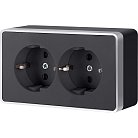 Розетка двойная с заземлением werkel w5072134 накладные механизмы gallant черный с серебром a051154