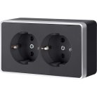 Розетка двойная с заземлением werkel w5072134 накладные механизмы gallant черный с серебром a051154