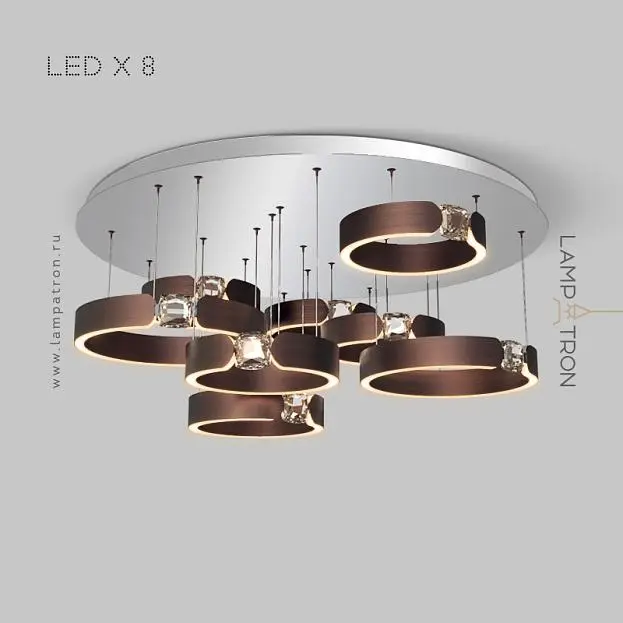 Потолочная люстра SELLIF CHROME 8 ламп. Цвет Коричневый Lampatron 7621-21323 Потолочная люстра SELLIF CHROME 8 ламп. Цвет Коричневый Lampatron 7621-21323