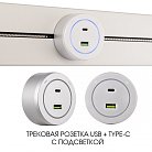 Трековая розетка, 3.1A 250V Arte Milano 399731TS/USB-Type-C Silver Am