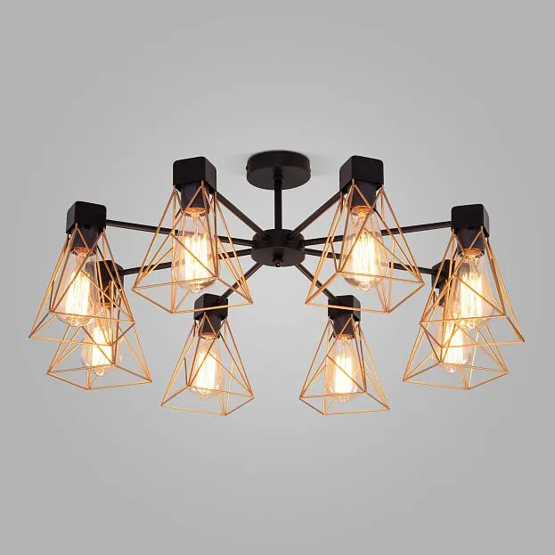 Потолочная люстра Eurosvet 70107/8 черный/латунь Trappola a061403