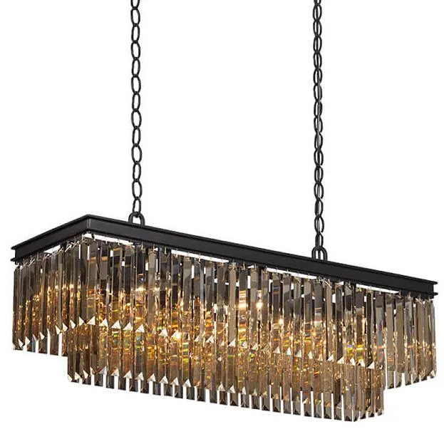 Подвесная люстра Odeon Amber Glass Rectangular Chandelier Black iron 100 ImperiumLoft 156093-22 40.3298-2