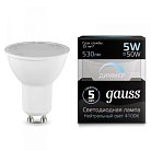 Лампа Gauss 101506205-D диммируемая GU10 5W 4100K полусфера матовая MR16 GU10-dim