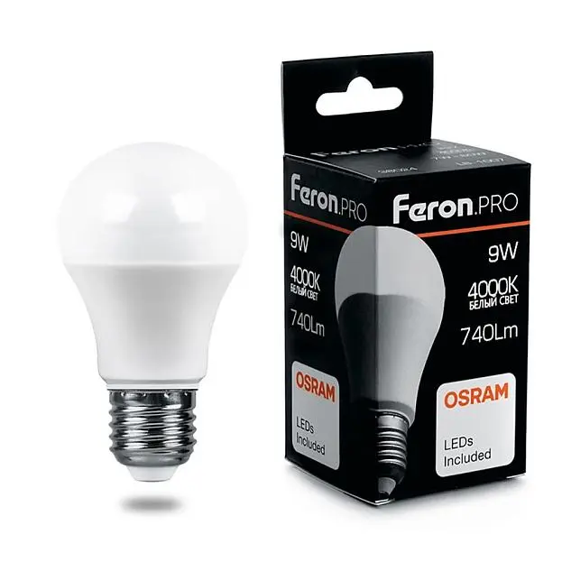 Лампа светодиодная Feron 38027 LB-1009 Шар E27 9W 4000K Лампа светодиодная Feron 38027 LB-1009 Шар E27 9W 4000K