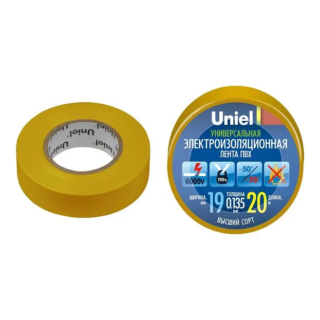 Изоляционная лента Uniel UIT-135P 20/19/01 YEL