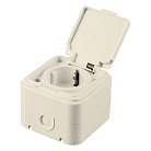 Розетка 1-местная с/з с крышкой (RA 16-211-БЖ) пластик АВС 250В 16А IP44 слоновая кость (RA 16-211-С) Stekker 49058 PST16-21-44