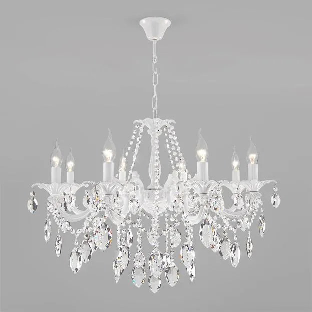 Подвесная люстра Eurosvet 10108/8 белый/прозрачный хрусталь Strotskis a045452 Veletta