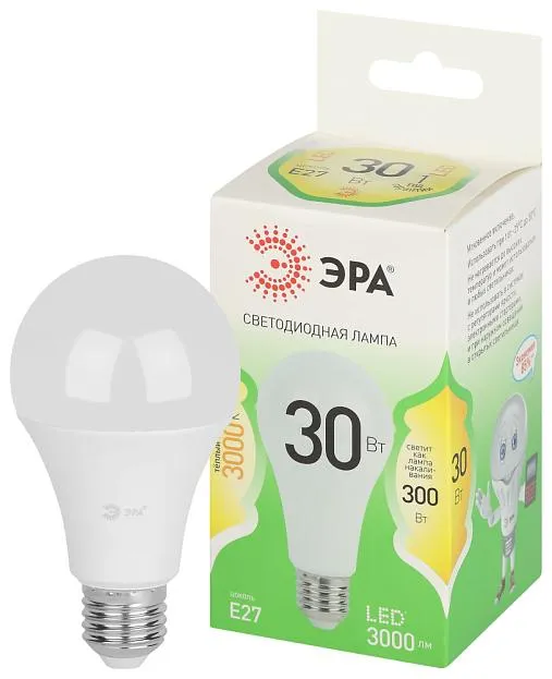 Лампочка светодиодная ЭРА LED A65-30W-830-E27 GL