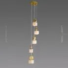 Готовая комбинация светильников BRIXEN 5 подвесов. Цвет крепления золото. Lampatron brixen-5-gold 2396-4975