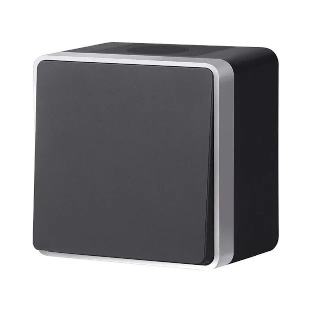 Выключатель одноклавишный влагозащищенный werkel w5010234 накладные механизмы gallant черный с серебром a051164