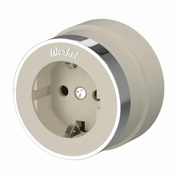 Розетка с заземлением Werkel W5871055 (слоновая кость матовый/хром) a055930 Розетка с заземлением Werkel W5871055 (слоновая кость матовый/хром) a055930