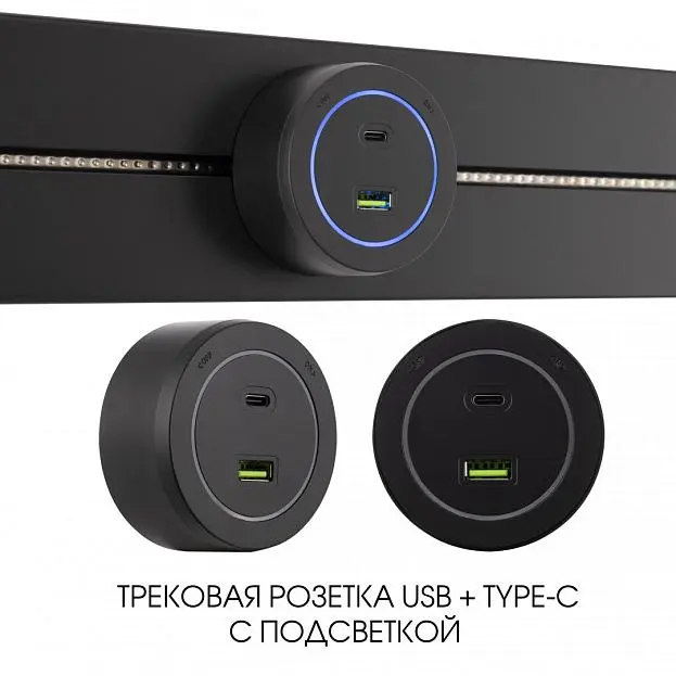 Трековая розетка, 3.1A 250V Arte Milano 399731TS/USB-Type-C Black Am