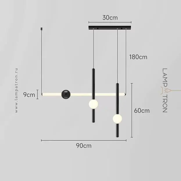 Подвесной светильник WAND COMBO 3 подвеса. Цвет черный Lampatron 8627-24097 Подвесной светильник WAND COMBO 3 подвеса. Цвет черный Lampatron 8627-24097