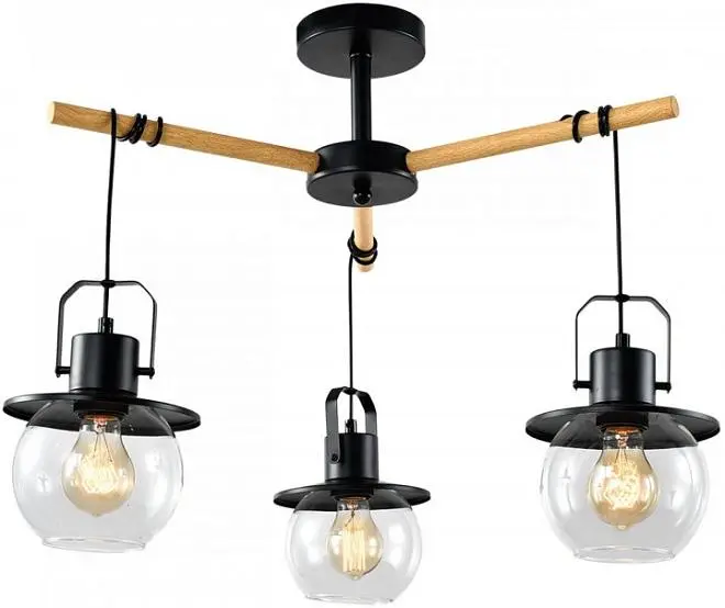 Потолочная люстра Imex MD.23044-3-S-BK+WOOD Потолочная люстра Imex MD.23044-3-S-BK+WOOD