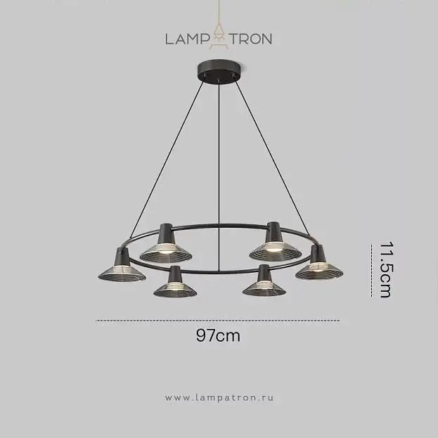 Кольцевые люстры и светильники CICLA R 6 ламп. Цвет: Чернёная латунь Lampatron 8190-22414 Кольцевые люстры и светильники CICLA R 6 ламп. Цвет: Чернёная латунь Lampatron 8190-22414