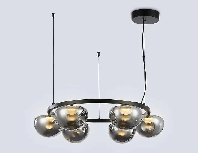 Подвесная люстра Ambrella light LH12003/6 BK/GD/SM черный/золото/дымчатый 36W 3000K D760*175