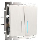 Выключатель двухклавишный с подсветкой Werkel W1120113 (перламутровый рифленый) a051186