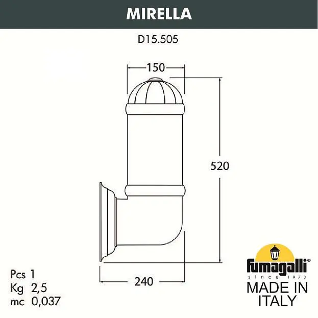 Светильник уличный настенный FUMAGALLI MIRELLA D15.505.000.BYE27 Sauro Светильник уличный настенный FUMAGALLI MIRELLA D15.505.000.BYE27 Sauro