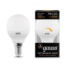 Лампа Gauss 105101107-D диммируемая E14 7W 3000K шар матовый Умные лампы