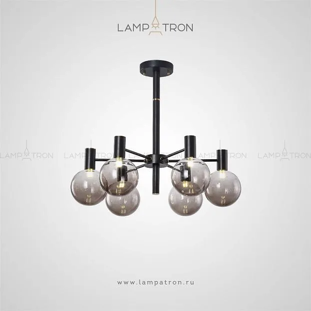 Люстра AIDA 6 плафонов. Цвет каркаса черный. Lampatron aida-black-6 2883-6873 Люстра AIDA 6 плафонов. Цвет каркаса черный. Lampatron aida-black-6 2883-6873