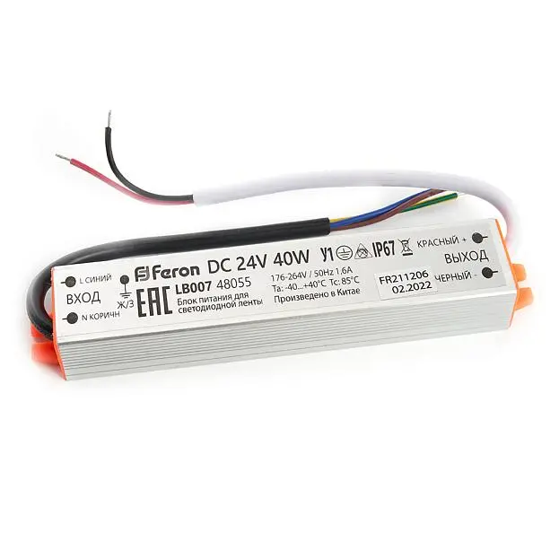 Трансформатор для светодиодной ленты Feron 48055 LB007 40W 24V Трансформатор для светодиодной ленты Feron 48055 LB007 40W 24V