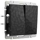 Выключатель двухклавишный проходной Werkel W1222008 (черный) Hammer a052060