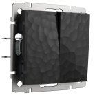 Выключатель двухклавишный проходной Werkel W1222008 (черный) Hammer a052060