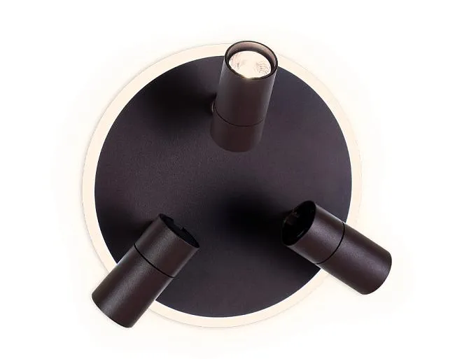 Поворотный настенно-потолочный светодиодный светильник кофе песок LED 6400K+4200K 16W+3W*3 D280*120 Ambrella light FW265/3 SCF