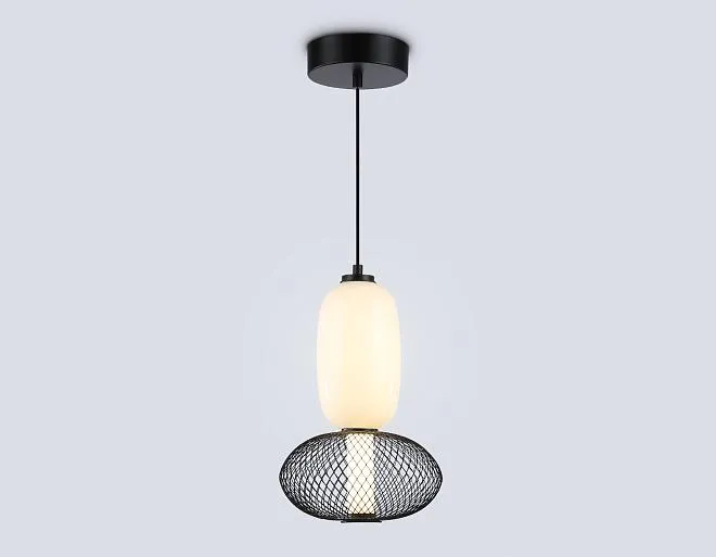 Подвесной светильник Ambrella light LH11007 BK/FR черный/белый матовый 15W 3000K D220*350 Подвесной светильник Ambrella light LH11007 BK/FR черный/белый матовый 15W 3000K D220*350
