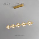 Реечный, рядный светильник SEMUND LONG 5 шаров. Цвет Латунь Lampatron semund-long-5-brass 8100-22150