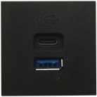 USB зарядное устройство, 3A , 65W, Type A + C, 2 мод., черн. матовая Donel DUSB3000ANAF 45х45