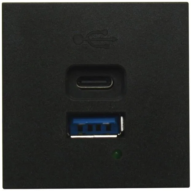 USB зарядное устройство, 3A , 65W, Type A + C, 2 мод., черн. матовая Donel DUSB3000ANAF 45х45 USB зарядное устройство, 3A , 65W, Type A + C, 2 мод., черн. матовая Donel DUSB3000ANAF 45х45