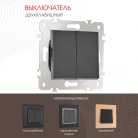 Выключатель двухклавишный, 10AX 250V Arte Milano 203.30-2.black am