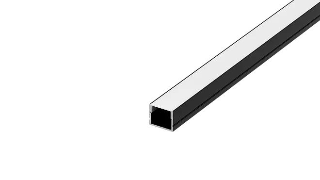Накладной алюминиевый профиль, 11,9х10х2000мм. В комплекте матовый экран, 4 торцевые заглушки, 4 крепежа, черный Donel DN18C1210B2Set DN18