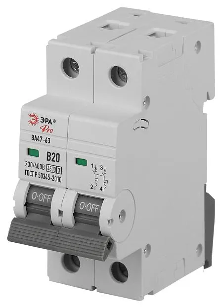 Автоматический выключатель ЭРА VA63-2P20B4.5